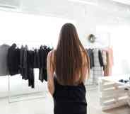 Woman in clothes shop