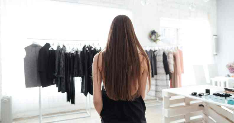 Woman in clothes shop