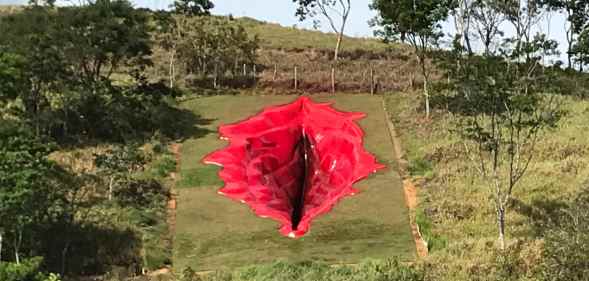 Vulva sculpture on a hillside in Brazil