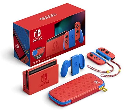 The Mario edition of the Nintendo Switch comes in blue and red. (Amazon/Nintendo)