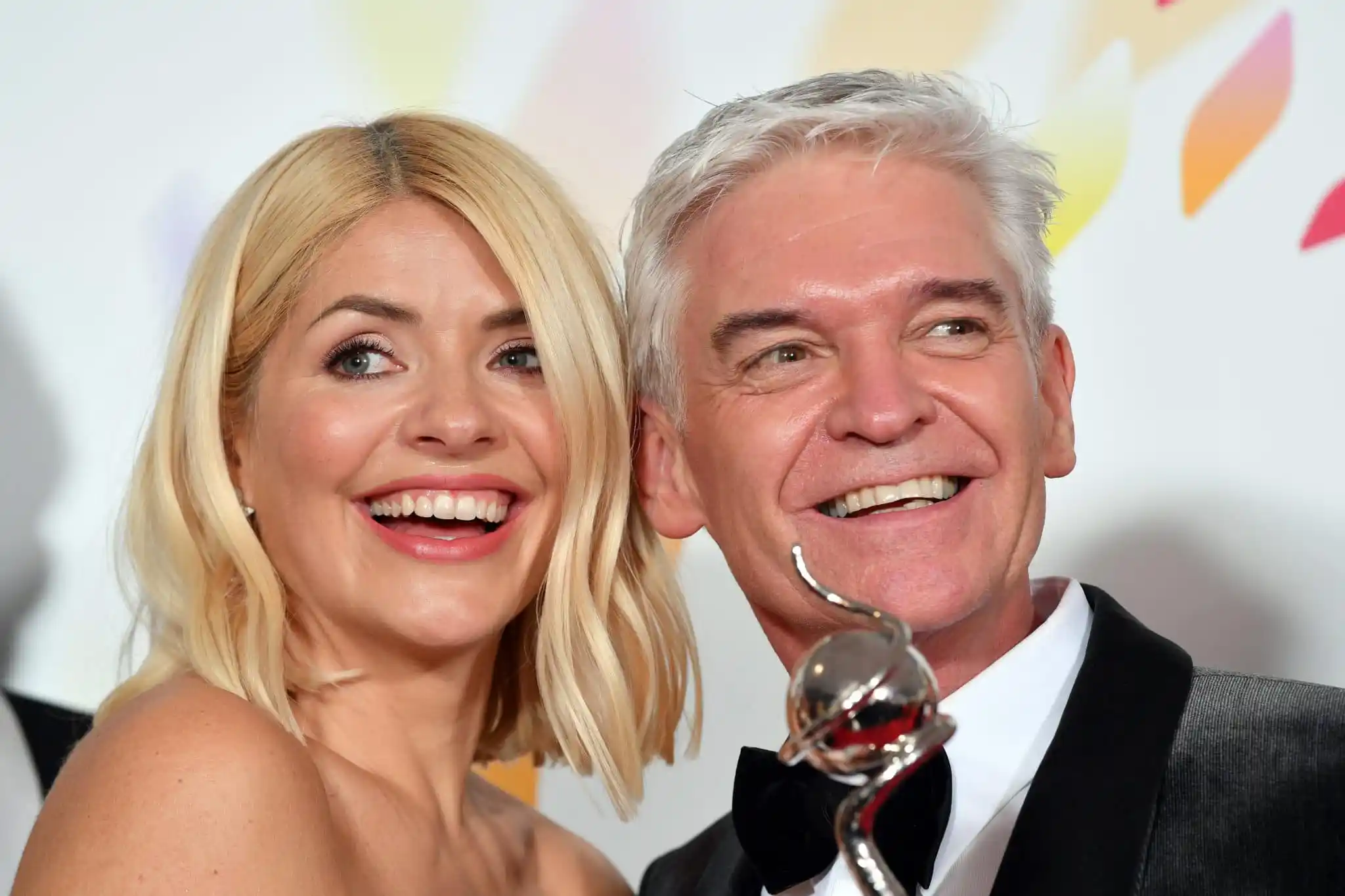 Holly Willoughby and Phillip Schofield pose with an award at the National Television Awards 2020 