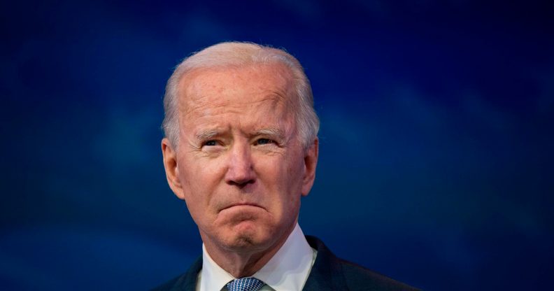 US President-elect Joe Biden in a black suit and blue tie