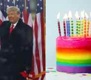 Donald Trump and rainbow cake