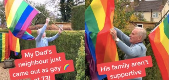 Dad puts up Pride flags in garden