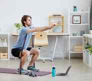 Man exercising at home