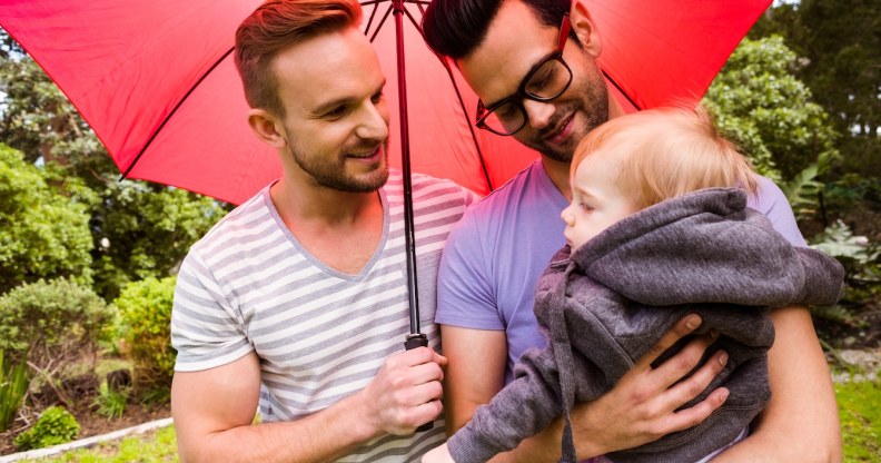 Gay dads with their child