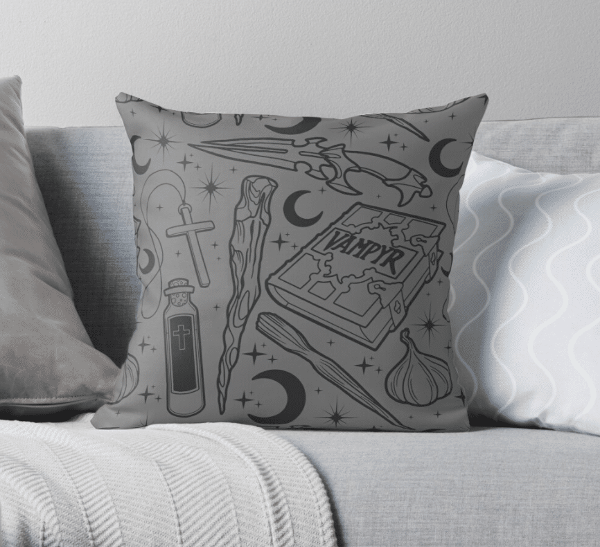 The Buffy throw pillow. (Kastanada/Redbubble)