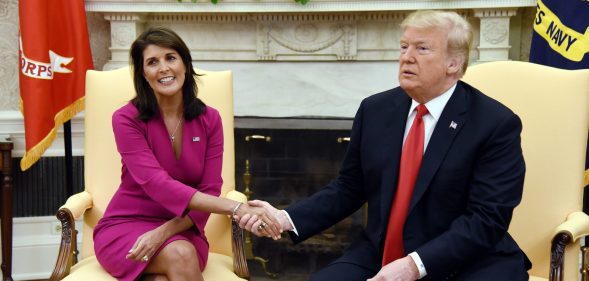 Donald Trump and Nikki Haley, former United States Ambassador to the United Nations