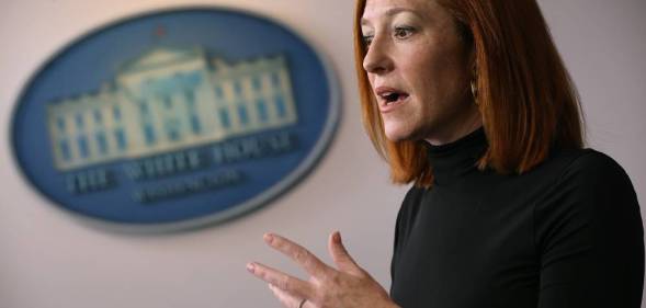 White house press secretary jen psaki talking to reporters