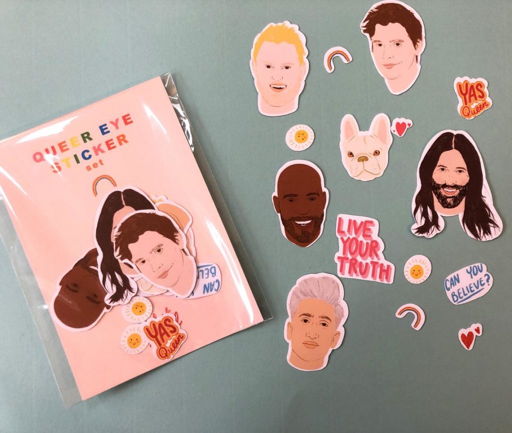 The Queer Eye sticker set. (whatmabeldid/Etsy)