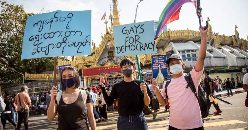 myanmar protests military coup lgbt gays for democracy