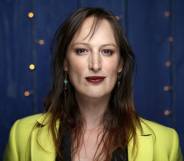 Trans actor Jen Richards in front of a blue background at the 2020 Sundance Film Festival