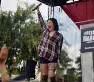 Margaret Cho speaks at the LA Pride ResistMarch