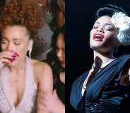 Andra Day crying / as Billie Holiday