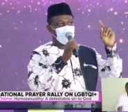 Emmanuel Kwasi Bedzrah speaks at the National Prayer Rally on LGBTQI+