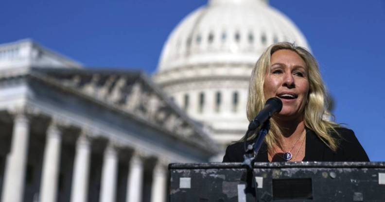 Republican representative Marjorie Taylor Greene press conference US Capitol