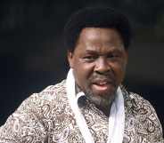 Nigerian pastor TB Joshua speaking at a New Year's memorial service