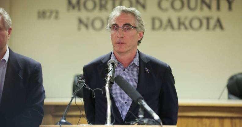 North Dakota governor Doug Burgum at a press conference February 2017 