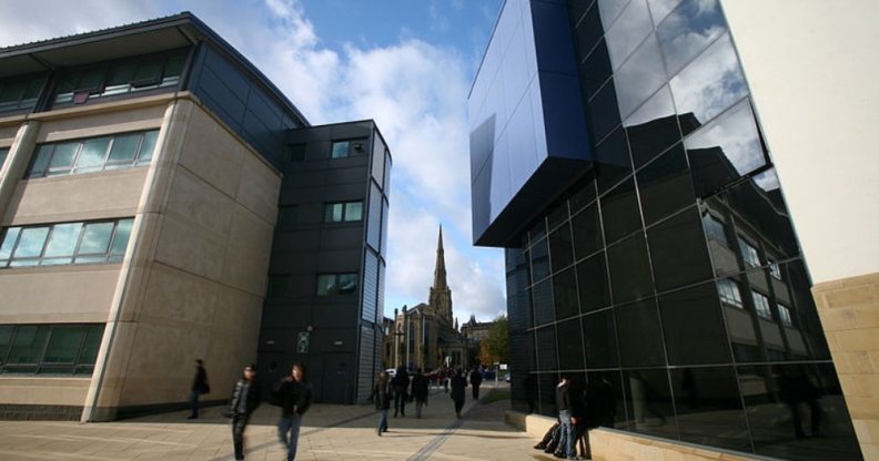 A shot of Queensgate Campus, including the Harold Wilson building (L) and the Creative Arts Building (R)