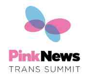 Text reading PinkNews Trans Summit with a logo of a butterfly in blue and pink