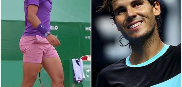 Rafael Nadal wore pink short shorts during his match. (Twitter/Clive Brunskill/Getty Images)