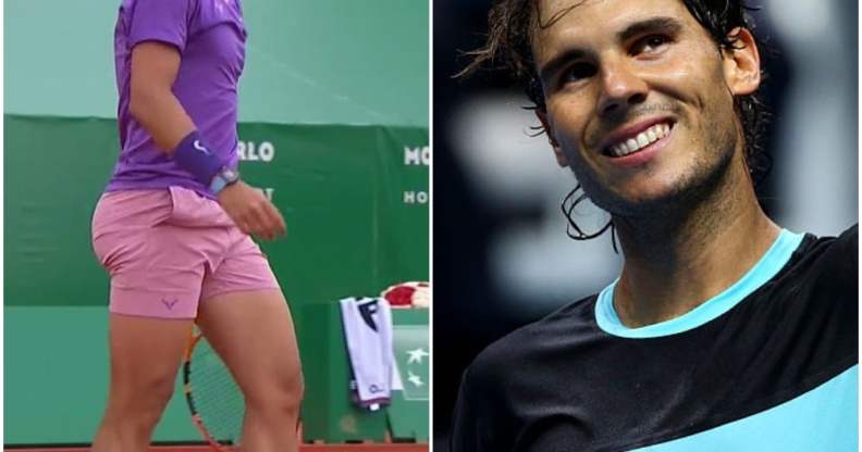 Rafael Nadal wore pink short shorts during his match. (Twitter/Clive Brunskill/Getty Images)