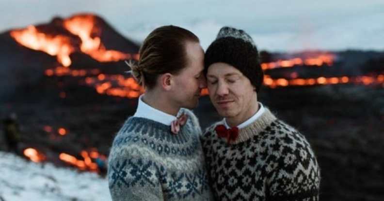 Gay volcano wedding