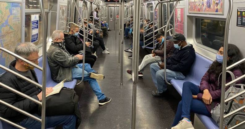 Commuters New York City Subway 