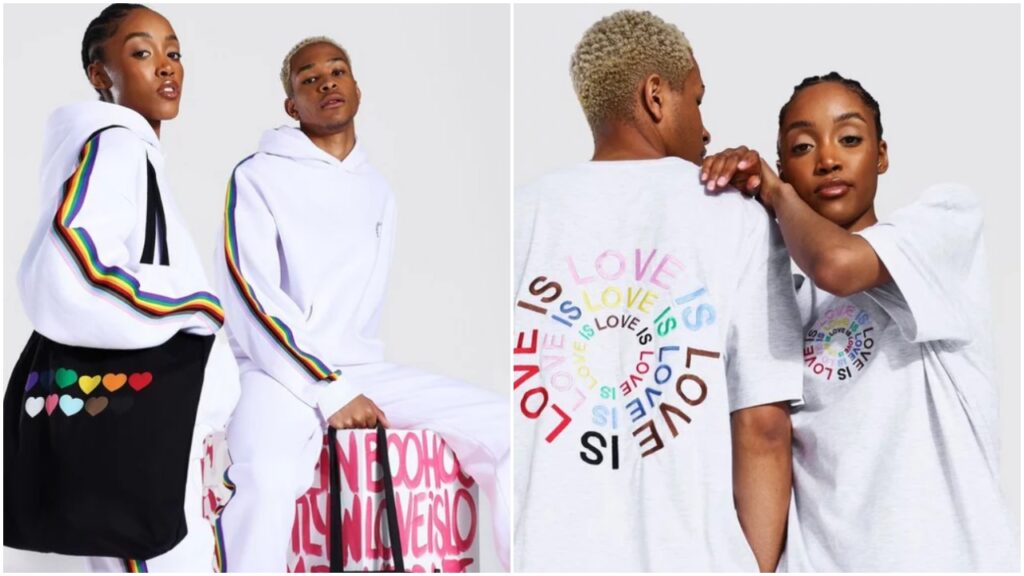 The Boohoo Pride collection sees the brand donate proceeds to It Gets Better. (Boohoo)