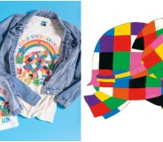 Elmer the Elephant features on a 'Love Your Colours' Pride t-shirt. (TruffleShuffle/AndersenPress)