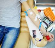 man giving blood donation