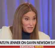 Caitlyn Jenner speaks to an interview with the chyron that reads: Cailtny Jenner on Gavin Newsom's failures".