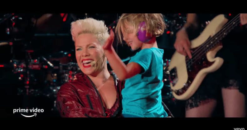 Pink discusses balancing motherhood and touring the globe in All I Know So Far. (YouTube)