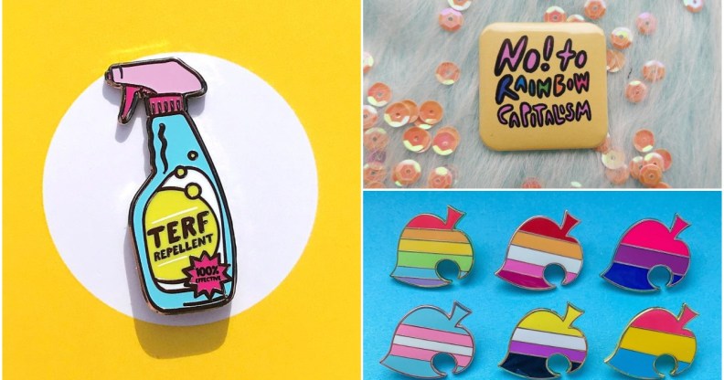 There's loads of different Pride pins available from independent sellers on Etsy.