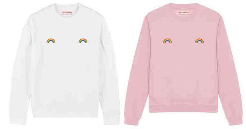 The rainbow nipple sweatshirt for Pride 2021 is available in four colours. (The Spark Company)