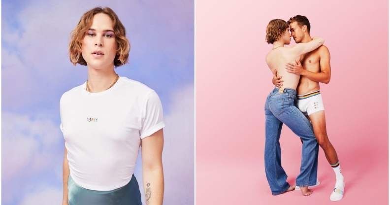 Tommy Dorfman and Peter Zurkuhlen star in the Hugo Boss Pride collection campaign. (BOSS)