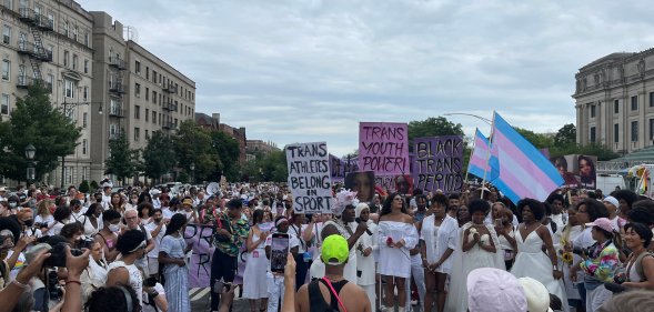 New York: Thousands protest 'state of emergency' for trans youth