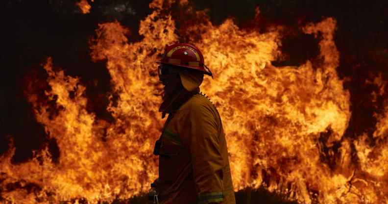 A CFA Member works on controlled back burns