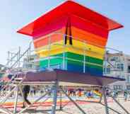 LGBT rainbow lifeguard tower Long Beach California