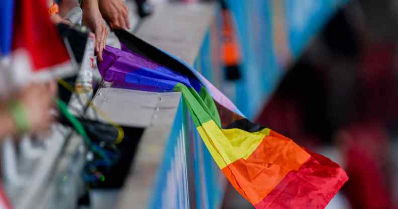 Rainbow flag inside the stadium during the UEFA Euro 2020 game