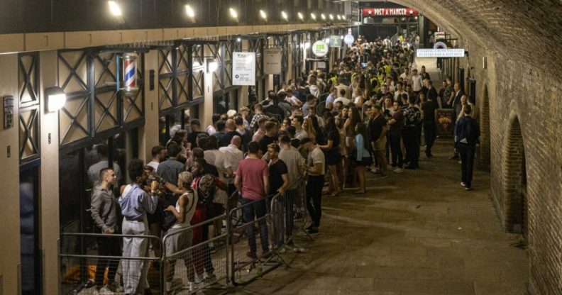 Club-goers queue to get in to Heaven nightclub