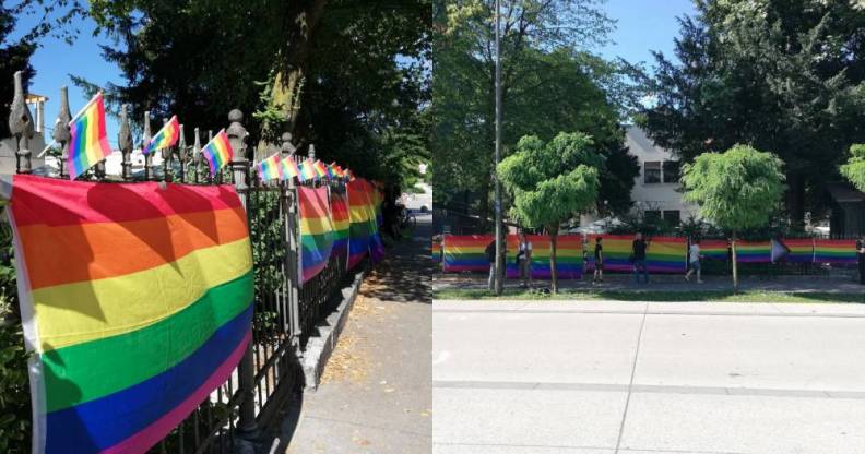 Slovenia LGBT activists Pride flags Hungary Poland