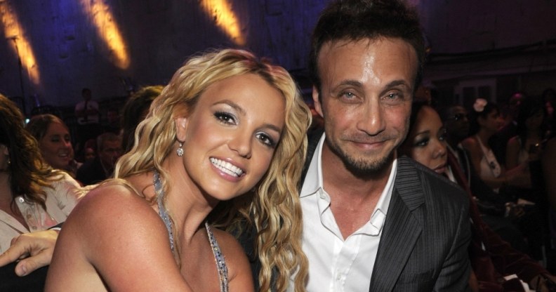 Britney Spears and Larry Rudolph in the audience at the 2008 MTV Video Music Award