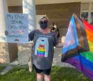 Bluffton Indiana school board pride flags