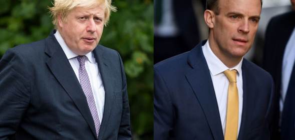 Boris Johnson and Dominic Raab photographed near parliament buildings