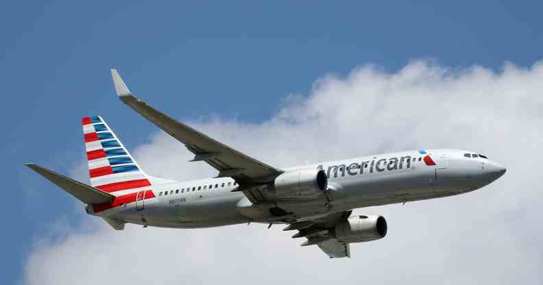 An American Airlines plane in flight