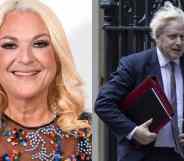 A side by side image of TV personality Vanessa Feltz and UK prime minister Boris Johnson Feltz has slammed the uk government for failing to ban conversion therapy