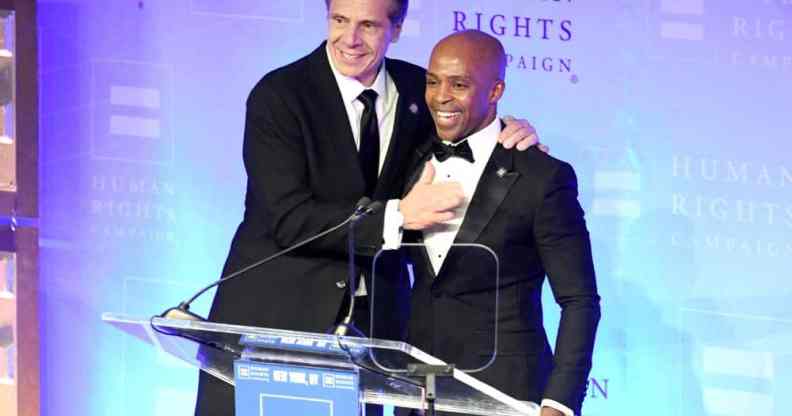 Governor Andrew Cuomo next to Human Rights Campaign's president Alphonso David