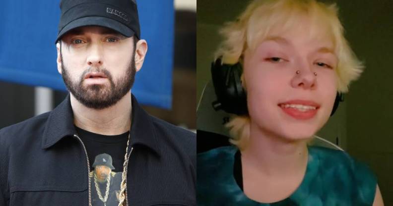 Side by side image of Eminem and non-binary Stevie from TikTok