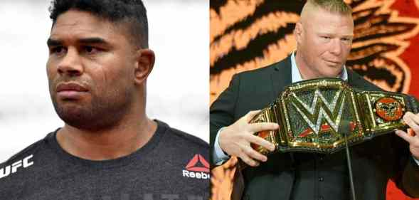 A side by side image of Dutch fighter Alistair Overeem and WWE star Brock Lesnar. Overeem used homophobic language in a recent interview with The MMA Hour and also spoke about Lesnar